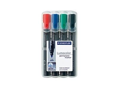 STAEDTLER Lumocolor 352 - Markør - permanent - svart, rød, blå, grønn - 2 mm (en pakke 4)