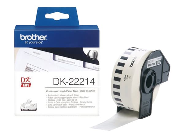 Brother DK-22214, Musta valkoisella, DK, Musta, Valkoinen, Suoralämpö, Brother, Brother QL1050, QL1060N, QL500, QL500A, QL550, QL560, QL560VP, QL570,