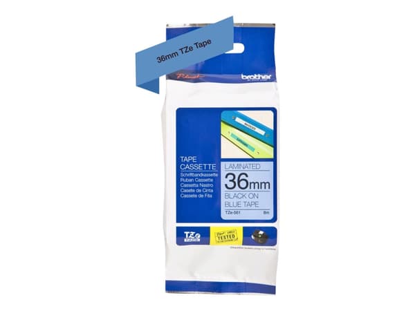 Brother TZe-561 - Sort på blått - Rull (3,6 cm x 8 m) 1 kassett(er) laminert teip - for P-Touch PT-3600, 550, 9500, 9600, 9700, 9800, D800, P900, P95