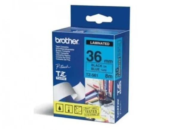 Brother TZe-561 - Svart på blått - Rulle 3,6 cm x 8 m) 1 kassett(er) bandlaminat - för P-Touch PT-3600, 550, 9500, 9600, 9700, 9800, D800, P900, P950