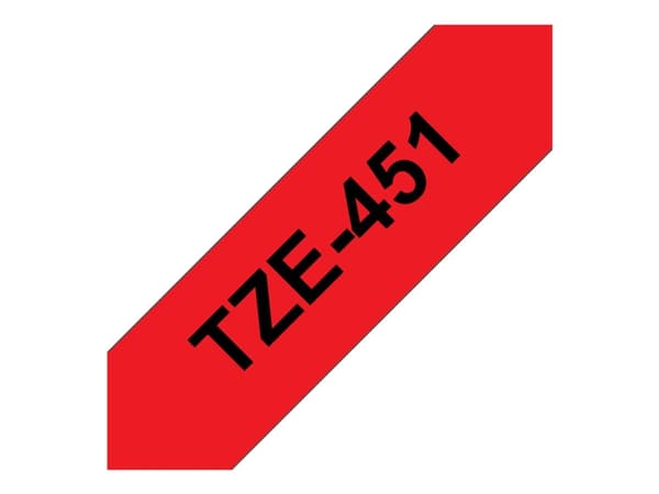 Brother TZe-451 - Standardlim - svart på röd - Rulle ( 2,4 cm x 8 m) 1 kassett(er) bandlaminat - för Brother PT-D600; P-Touch PT-3600, D800, E550, E8