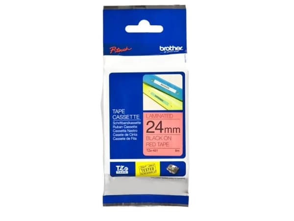Brother TZe-451 - Standardklebemiddel - svart på rødt - Rull (2,4 cm x 8 m) 1 kassett(er) laminert teip - for Brother PT-D600; P-Touch PT-3600, D800,