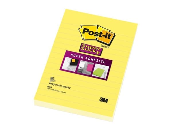 Post-it Super Sticky 660-S - Noter - 102 x 152 mm - 75 ark - påskeliljegul - linjert