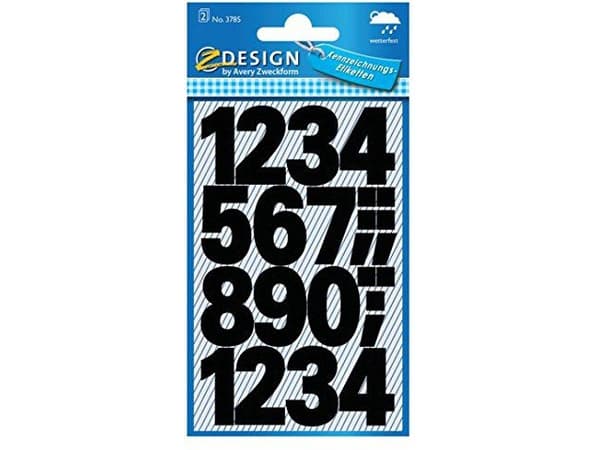 Z-Design 3785 Etiketter med siffror, litet format, 28 etiketter, svart Använd de självhäftande och väderbeständiga siffrorna Avery 3785 för att organ