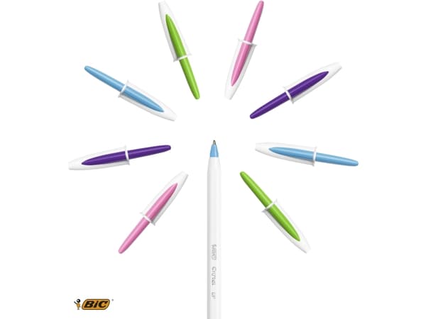 BIC 949870, Klipsi, Kuulakärkikynä, Sininen, Vihreä, Vaaleanpunainen, Purppura, 4 kpl
