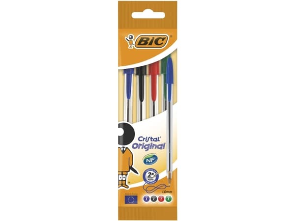 BIC 8308621, Kulspetspenna, pinnformad, 4 styck, Medium