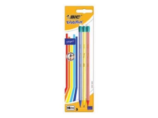 BIC EVOLUTION 646 - Blyant - grafitt - HB - med viskelær (en pakke 3)
