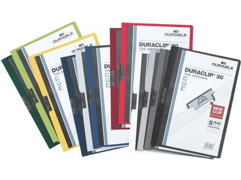 DURABLE DURACLIP 60 - Klipsfil - for A4 - kapasitet: 60 ark - hvit med transparent frontdekke