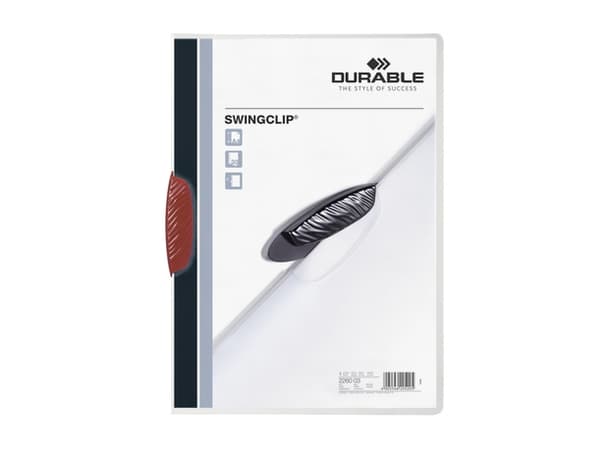 DURABLE SWINGCLIP - Klipsfil - for A4 - kapasitet: 30 ark - transparent med rød klips