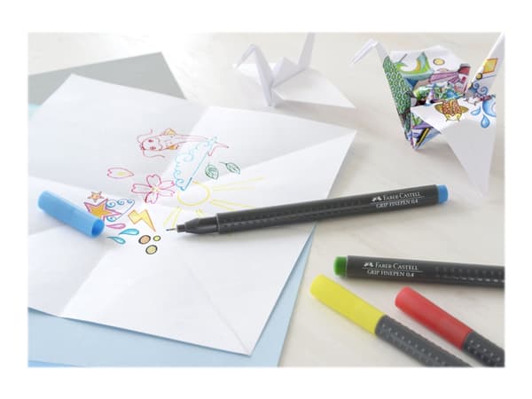 Fiberpen Faber-Castell Grip Finepen 0,4 mm med 20 stk. ass. farver