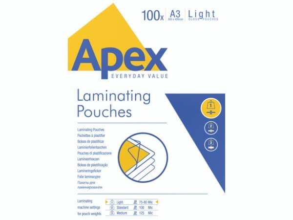 Fellowes APEX Light - Klar - A3 (297 x 420 mm) lamineringsfickor