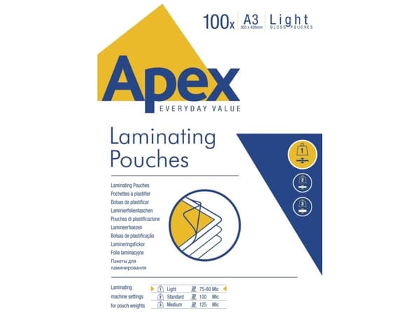 Fellowes APEX Light - Klar - A3 (297 x 420 mm) lamineringsfickor
