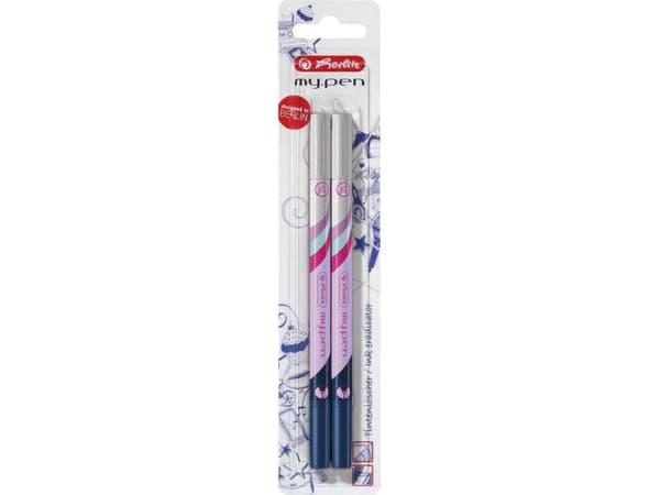 Herlitz Ink Eraser My.Pen 2pcs ass., Gelépenn med hette, Blå, Flerfarget, Plastikk, Plastikk, Ambidekstriøs