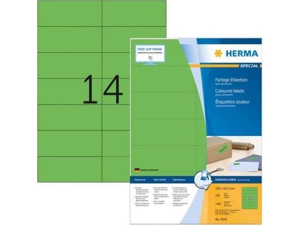 HERMA 4559, Vihreä, Suorakulmio, A4, Universaali, Matta, Laser/Inkjet