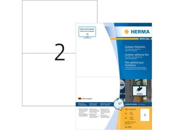 HERMA 9541, Hvit, Rektangel, A4, Universell, Polyethylen, Matte