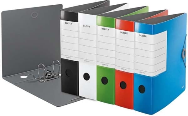 LEITZ Solid mappe, 180 grader, 82 mm, svart DIN A4, rett rygg, laget av polyform, ripebestandig topp - 1 stk (1112-00-95)