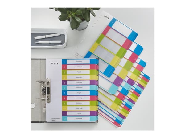 Leitz 12450000, Numeroitu välilehtihakemisto, Polypropeeni (PP), Monivärinen, A4, 0.3 mm, 245 mm