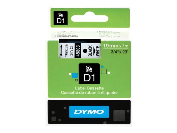 DYMO D1 - vakiopolyesteritarrat - Mustaa valkoisella -19mm x 7m, Musta valkoisella, Polyesteri, Belgia, -18 - 90 °C, DYMO, LabelManager, LabelWriter