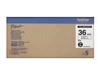 Brother HGE-261V5 - Svart på hvitt - Rull (3,6 cm x 8 m) 5 kassett(er) laminert teip - for P-Touch PT-9500pc, PT-9700PC, PT-9800PCN; P-Touch R RL-700