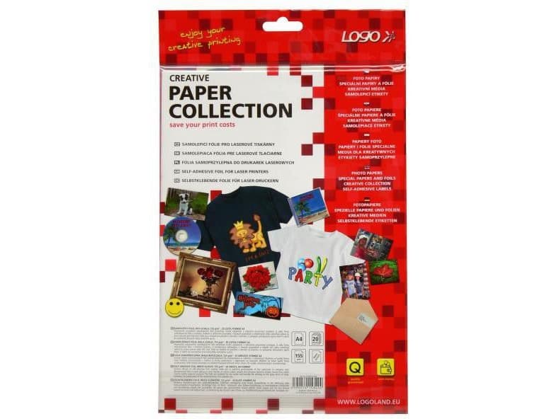 Logo Self-adhesive paper, white, gloss, A4, 155 g/m2, 20 sheets (15342)