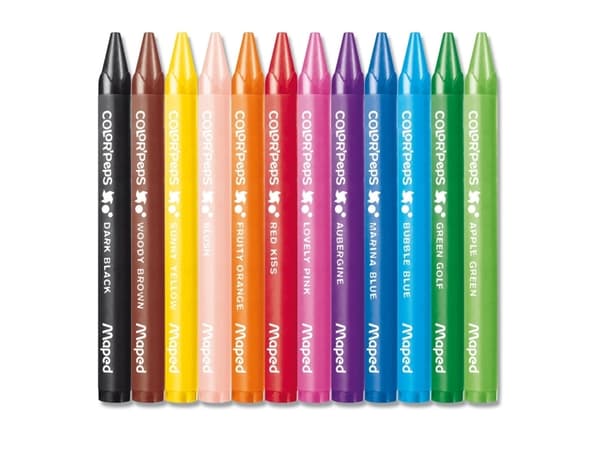 Maped M861011, 12 stykker, Svart, Blå, Brun, Cyan, Grønn, Oransje, Rosa, Lilla, Rød, Gult, Flerfarget, Trekant, Spiss, Gutt/Jente