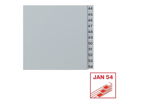 Esselte - Inndeler - fortrykt: 1-54 - for A4 (210 x 297 mm) - med fliker - grå