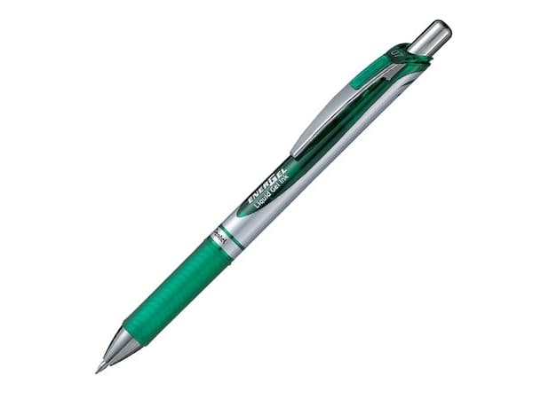 Pentel EnerGel Xm, Indragbar gelpenna, Grön, Grön, Silver, Plast, Gummi, Rund, 0,35 mm