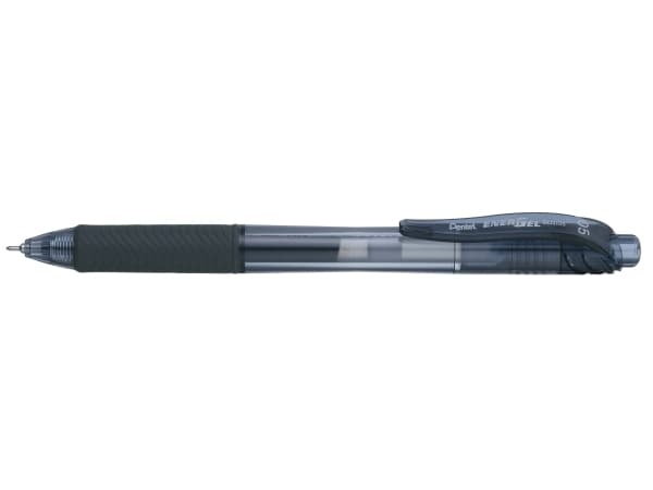 Pentel EnerGel X, Fastklämbar och indragbar penna, Svart, Svart, Plast, 0,25 mm, Vänsterhänt