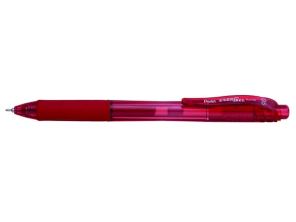 Pentel EnerGel X, Fastklämbar och indragbar penna, Röd, Röd, Plast, 0,25 mm, Vänsterhänt