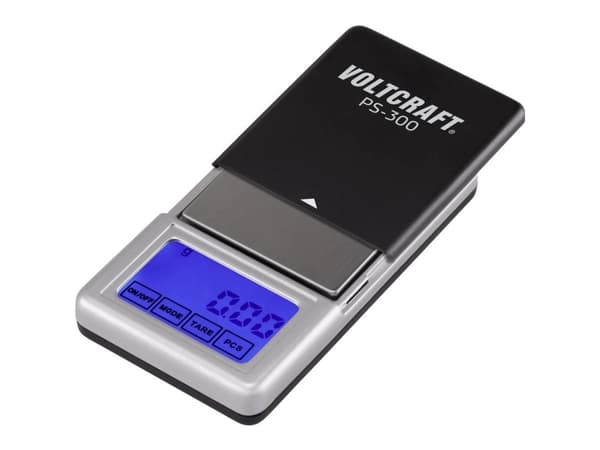 VOLTCRAFT PS-200 Lommevægt Vejeområde 200 g Aflæsningsnøjagtighed 0.01 g Batteridrevet Sort, Sølv