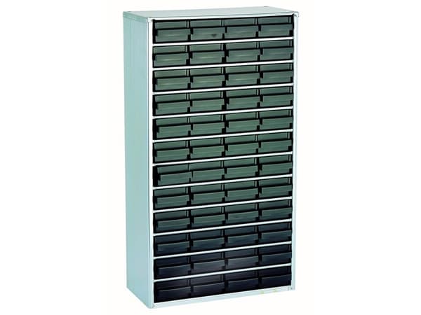 raaco 102520, Sort, Polypropylen (PP), Stål, 48 skuffer, 40 kg, 306 mm, 150 mm