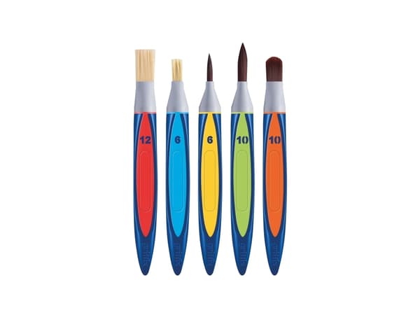 Pelikan 700733, Penselsats, lätt borste, syntetisk, plast, blå, grön, orange, röd, gul, 6, 10, 12