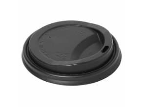 Plastlock Ø90 mm High Biologiskt nedbrytbart CPLA Black för pappersmugg,16 pk x 50 pk/krt