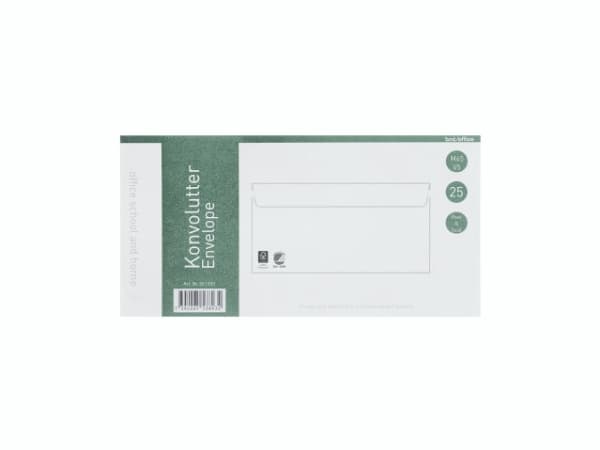Kuverter M65 m/rude 90g Peel & Seal 110x220 mm hvid - (25 stk.)