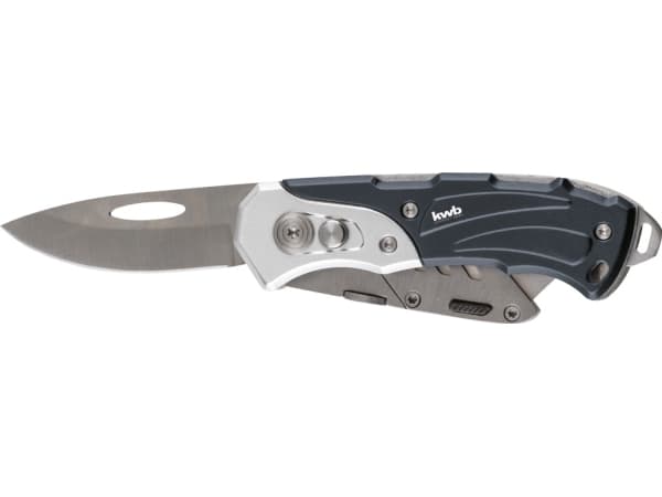 kwb 016910, Klappkniv med lås, Multiverktøyskniv, Drop punkt, Sort, 2 verktøy, 16,5 cm