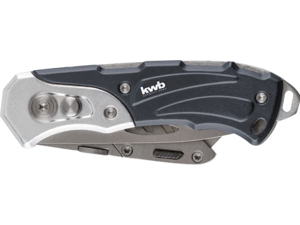 kwb 016910, Klappkniv med lås, Multiverktøyskniv, Drop punkt, Sort, 2 verktøy, 16,5 cm