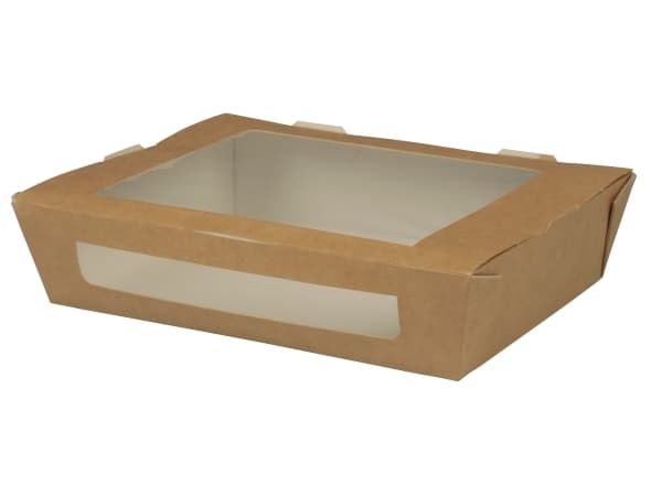 Bakke 200x120x45 mm med Låg/Vindue FSC-mærket Karton/PLA Brun,250 stk/krt