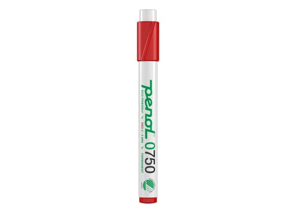 Marker Penol 0750 rød 2-5mm skå spids permanent - (10 stk.)