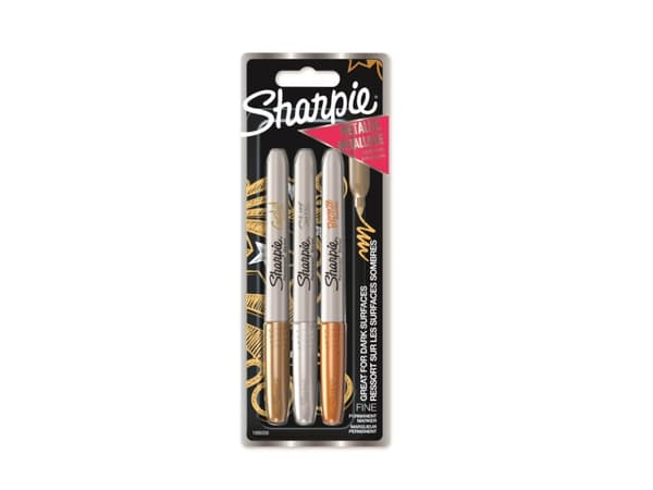 Marker Sharpie Metallic 1,4 mm permanent med 3 stk. ass. guld/sølv/bronze