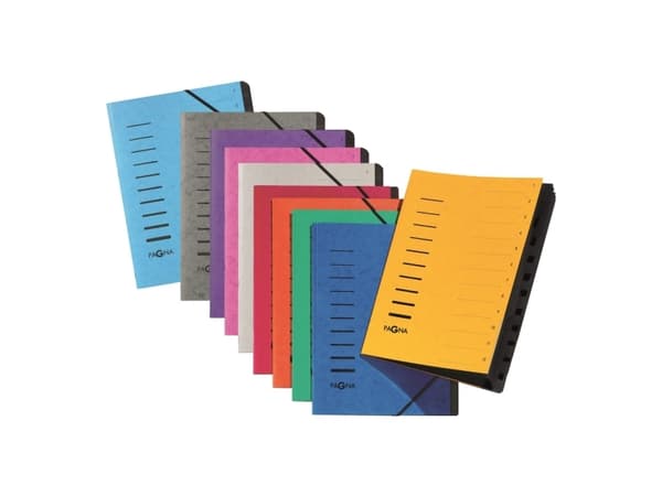 Pagna Office - Klassifikationsmapp - 7 utrymmen - 7 delar - för A4 - tabbad - mörkrosa