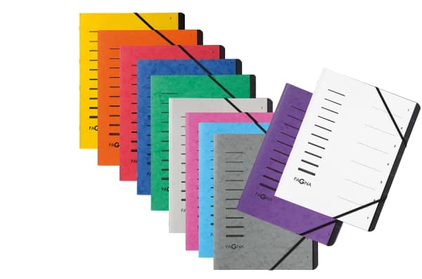 Pagna Office - Klassifikationsmapp - 7 utrymmen - 7 delar - för A4 - tabbad - mörkrosa