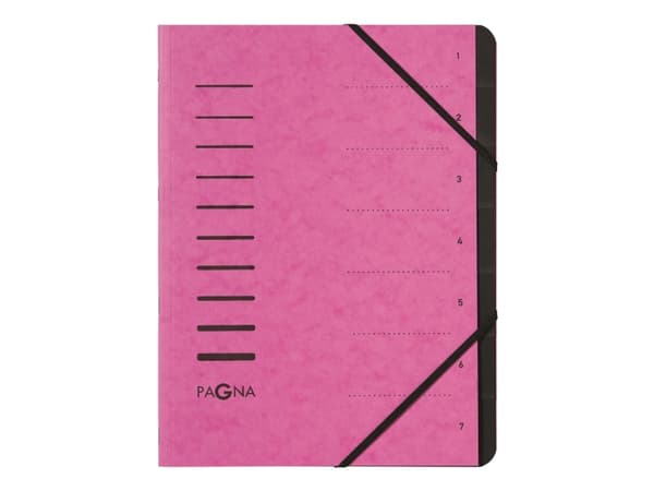 Pagna Office - Klassifikationsmapp - 7 utrymmen - 7 delar - för A4 - tabbad - mörkrosa