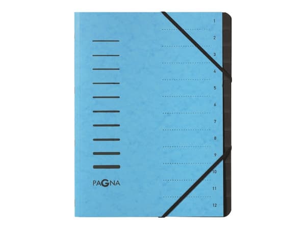Pagna Office - Klassifikationsmapp - 12 utrymmen - 12 delar - för A4 - tabbad - ljusblå