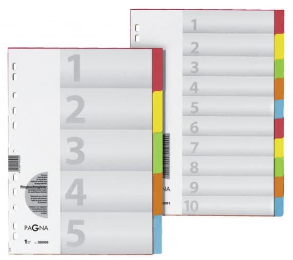 Pagna 32006-20, Numeriska registerflikar, Kartong, Multifärg, Poträtt, A4, 245 mm