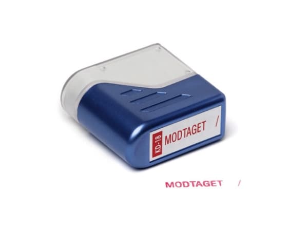 Stempel Deskmate Modtaget rød tekst