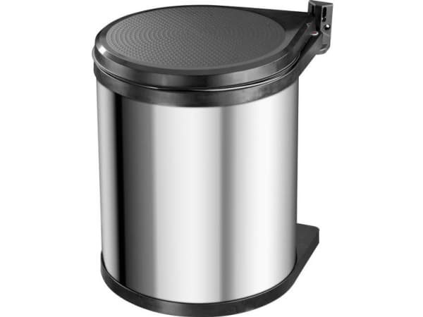 Hailo Compact-box M, 15 L, Pyöreä, Ruostumaton teräs, Musta, Ruostumaton teräs, Muovi, Poljin