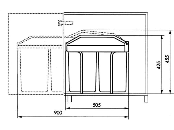 Hailo Multi-Box, 15 l, Rektangulär, Plast, Grå, Vit, 2 styck