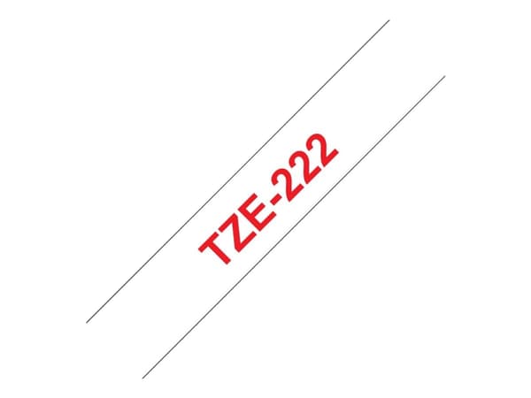 Brother TZe-222 - Rødt på hvitt - Rull (0,9 cm x 8 m) 1 kassett(er) laminert teip - for Brother PT-P750, P950; P-Touch PT-E310; P-Touch Cube PT-P300;