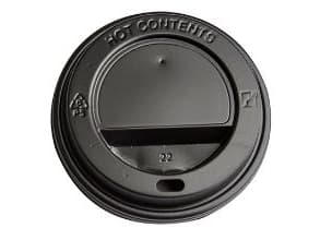 Plastlock Catersource Ø90 mm Högt med drickhål Svart för kaffekoppar, 10 st x 100 st/krt
