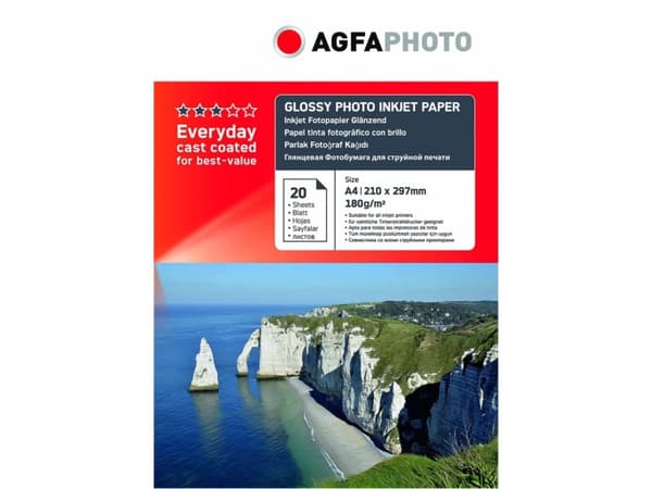 AP18020A4 AP BLEKKJET FOTOPAPIR A4 20ark 180gr blank. Pappemballasje (AP18020A4NEW)